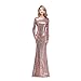 Honey Qiao Rose Gold Modest Bridesmaid Dresses Long High Back Prom Party Gown