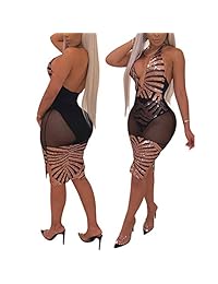 Sprifloral - Vestido sexy de cuello en V con lentejuelas, vestido de fiesta