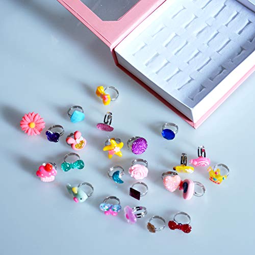 image for SWARKOL 24pcs Children Kids Little Girl Adjustable Jewelry Rings in Bo