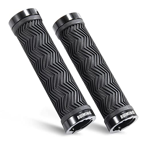 RUIMING Mountain Bike Grips with Non-Slip Grip , Double Lock-On Ring for MTB and BMX Bicycle Handle Bar