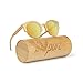 Ynport Mens/Womens Polarized Kat-Eye Bamboo Sunglasses,Wooden Coated Sunglasses, Vintage Eyewear, Floating in Water,for Men and Women