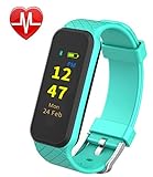 Fitness Tracker --- InChor HR2 Activity Tracker, with TouchScreen/ Step/ Calorie Counter, Health/ Sleep Monitor, Wristband Smart Sports Band Watch for iPhone & Android Phones (Cyan)
