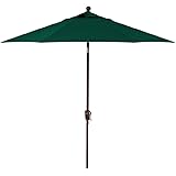 9-Foot Treasure Garden (Model 920) Push Button-Tilt Market Umbrella with Bronze Frame and Obravia2 Fabric: Forest Green