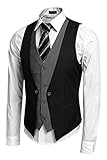 Coofandy Men's V-neck Sleeveless Slim Fit Jacket Business Suit Vests