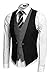 Zeagoo Coofandy Mens V-neck Sleeveless Slim Fit Jacket Business Suit Vests,Black,XX-Large