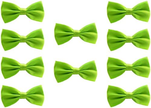 Men Formal Tuxedo 10 Pack Solid Color Satin Bow Tie Classic Pre-Tied Bowtie