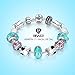 BISAER Teen Bracelet European Style Pink or Blue Murano Glass Bead Black Heart Love Butterfly Dangle Charm Bracelets Jewelry Gift for Women Girls 7 to 7.8 inch (Turtle 7.1inch)