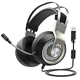 Mpow EG3 Gaming Headset, 7.1 Surround Sound Gaming Headphones for FPS Game, 50mm Driver, Stereo Over-Ear USB Computer Headset with Noise Cancelling Mic, LED Light, Easy Volume/Mic Control for PC, PS4