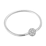 SOUFEEL 925 Sterling Silver Bracelet Crystal Clasp Charm Bracelets Snake Chain Bracelets 7.5 Inch (19CM)