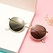 LianSan Classic Retro Metal Frame Round Circle Mirrored Sunglasses for Men and Women Glasses 3447 Green Glass Lens