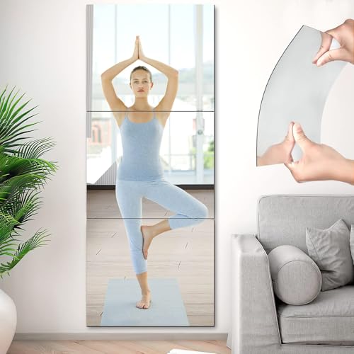 Augshy 4 Pack Self Adhesive Mirror 50x60cm Adhesive Mirror Tiles 2MM Thick Acrylic Stick On Wall Mirrors Sheets Removable Mirror Stickers for Home Decoration