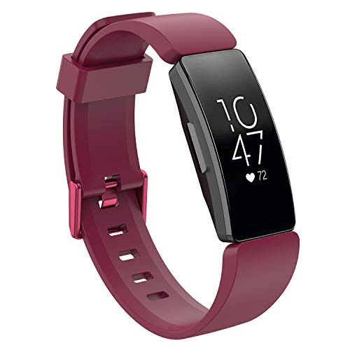 RuenTech Compatible for Fitbit Inspire Band/Inspire HR Bands Silicone Water Resistant Fitness Wristbands for Fitbit Inspire HR FitnessTracker (Sangria, Small) - Thumbnail 4