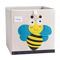ALOFTT Foldable Animal Canvas Storage Toy Box/Bin/Cube/Chest/Basket/Organizer for Kids, 13 inch (Bee)