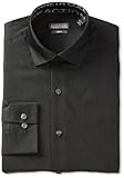 Kenneth Cole Men's Chambray Slim Fit Solid Spread Collar Dress Shirt, Charcoal, 18