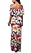 Suimiki Vintage Ruffle Plain Floral Printed Off Shoulder Bodycon Long Party Maxi Dress