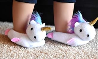 white unicorn slippers