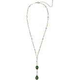 GZQ Long Y Necklaces for Women Boho Trendy,Fashion Lariat Green Gemstone Drop Necklace(N51)
