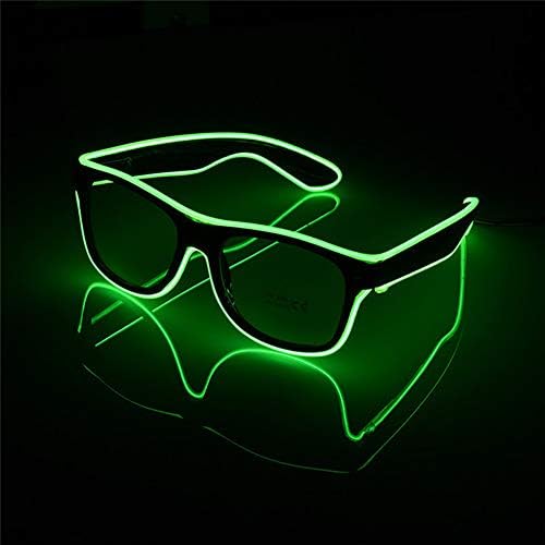 HEZHENG LED Sunglasses, Light Up EL Wire Neon Shutter Glasses Flashingfor EDM Parties Decorations (Seven Colors)