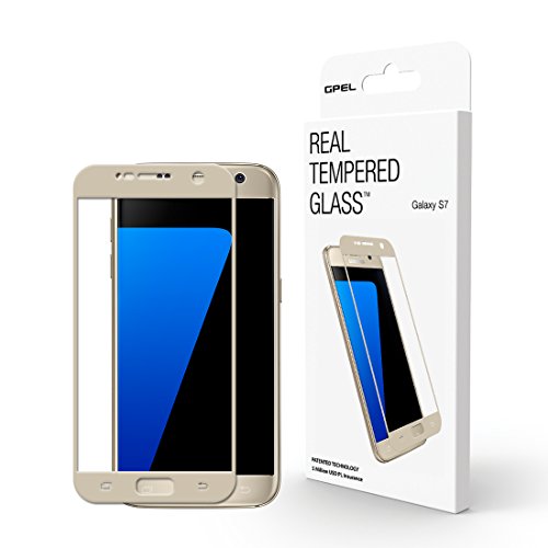 Samsung Galaxy S7 [GS7 Full Coverage] Glass Screen Protector GPEL Japanese Nippon Asahi Real Tempered Glass, 100% Replacement Guarantee, Premium Quality Glass in Korea (Gold)