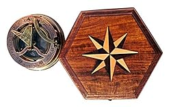 MAH Solid Brass Sundial Compass with Box Vintage