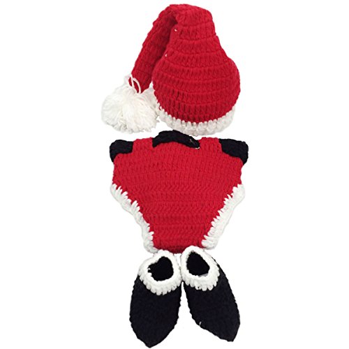 Jastore Infant Newborn Costume Photography Prop Santa Claus Crochet Knitted (Style 3)