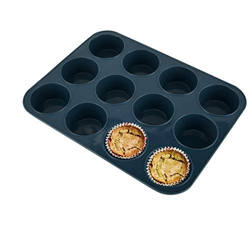 Vnray Silicone Muffin Baking Pan & Large Cupcake Tray 12 Cup Nonstick