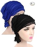 Women's Ruffle Chemo Hat Beanie Scarf, Chemo Beanies, Chemo Head Caps, Head Scarf, Hat for Women Cancer Patients 2 Pack