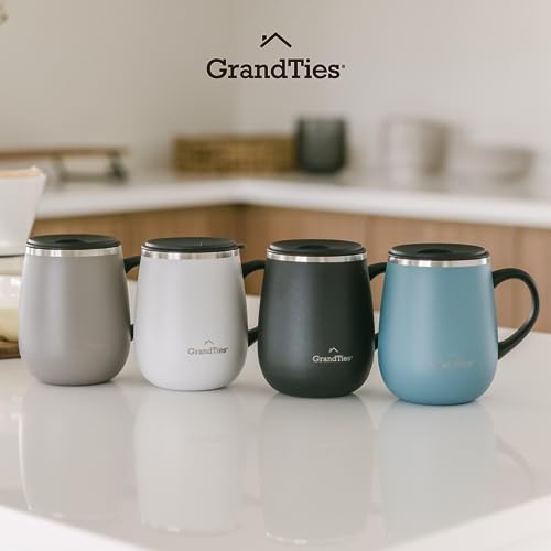 GRANDTIES Insulated Coffee Mug with Handle Sliding Lid for Splash