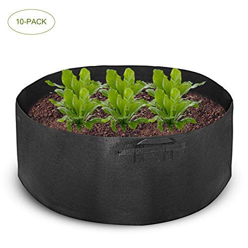 Mophorn 10-Pack 300 Gallon Plant Grow Bag Aeration Fabric Pots with Handles Black Grow Bag Plant Container for Garden Planting Washable and Reusable (10-Pack 300 Gallon)