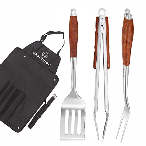 Heavy Duty Grilling BBQ Tool Set iPartner 3pcs Real Thick Stainless