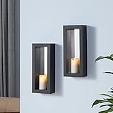 Danya B. Set of 2 Vertical Mirror Pillar Candle Sconces with Metal Frame