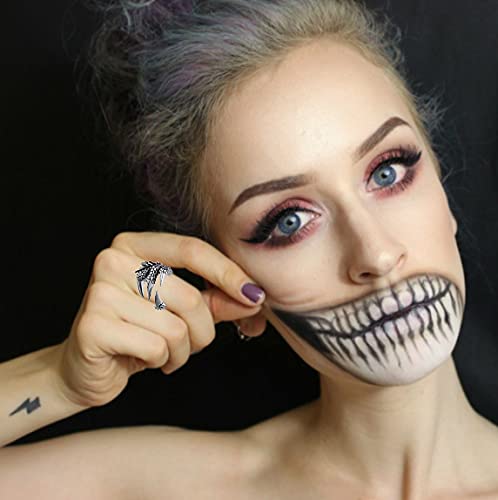 LAKIYOYO 4pcs Halloween Skull Skeleton Hand Bracelet with Ring Punk Wristband Skull Fingers Hand Bracelet Skeleton Ring Hallowmas Gifts Jewelry