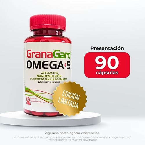 GranaGard omega 5 90 cáps. con Nanotecnología. Cápsulas de aceite de semilla de granada. Antioxidantes natural potenciado por la nanotecnología.