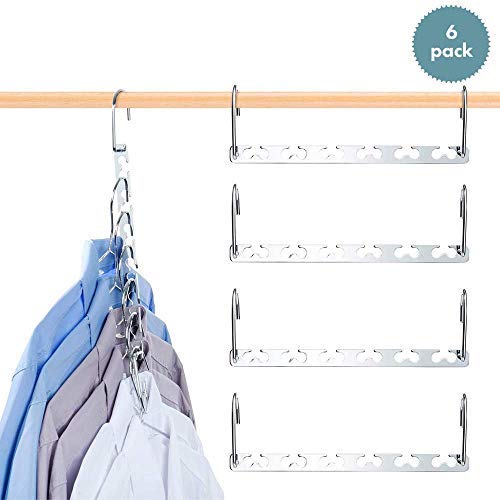 DECOZY-Magic-Clothes-Hangers-Smart-Closet-Saver-Pack-of-6--Heavy-Duty-Chrome-Steel-Space-Saving-Wonder-Hanger-Wardrobe-Organizer-System-for-Wrinkle-Free-Organization