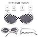 QIFANDI UV400 Clout Goggles Bold Retro Oval Mod Thick Frame Sunglasses, Checkered White, Medium
