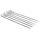 Steven Raichlen Best of Barbecue Signature Stainless Steel Grilling Kabob Skewers (Set of 6) / 17" by 3/8" - Durable and Reusable Customer Favorite - SR8025