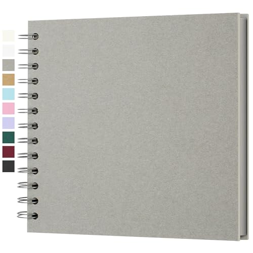 Yopih DIY Scrapbook Album 18x18 cm Hardcover Kraft Paper Scrap Book with 20 Sheets Memory Book for Family and Wedding Photography, Light Grey — image 1