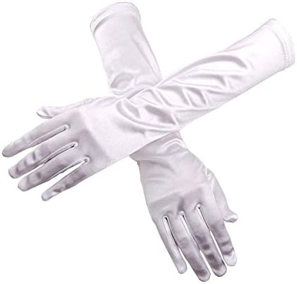 TBNA Bridal Long Satin White Gloves Elbow Length Gloves for Women