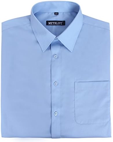 METALIFE Men's Handcrafted Non Iron Dress Shirts Big and Tall Light Blue 18.5(34/35)