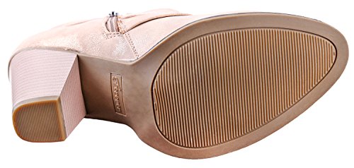 Titan Mall Forever Women's Buckle Strap Block Heel Ankle Booties Rose Gold… - Thumbnail 5