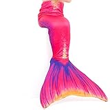 Play Tailor Mermaid Tail Swimmable Costume Swimsuit for Girls Swimming(No monofin) (Child 8, Red)