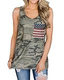 Barlver Women's American Flag Tank Tops 4th of July Camo Tee Loose Sleeveless Tunic Patriotic USA T Shirts