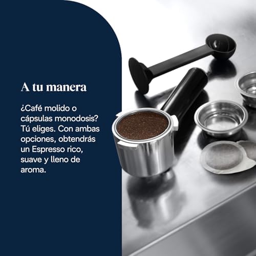 De'longhi dedica - cafeteira com bomba de aço inoxidável para café moído ou cafeteira de dose única, cafeteira expresso e cappuccino, tanque de 1,3 litros, sistema anti-gotejamento, ec685.w, branco