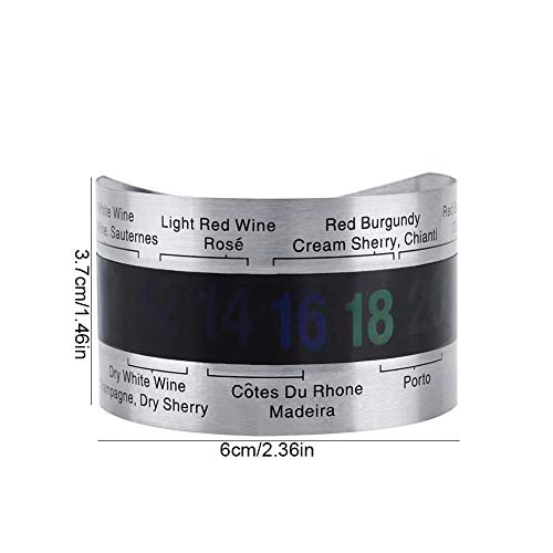 Bracelet en Acier Inoxydable Température du vin Thermomètre Bouteille Température de la bière Bracelet Capteur 4~24℃