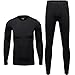 Atneato Men Thermal Underwear Set - Winter Thermal Long Johns Mens Warm Top and Bottom Set Black