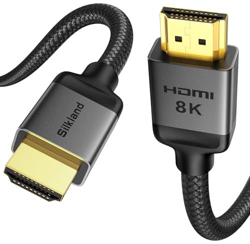 Silkland 10K 8K HDMI 2.1 Kabel 10m, HDMI®Kabel 4K@144Hz/120Hz 8K@60Hz, eARC, HDR10, 48Gbps, HDCP2.3 für Dolby Atmos/HDTV/Soundbar/PS5/Blu-ray/Switch/B