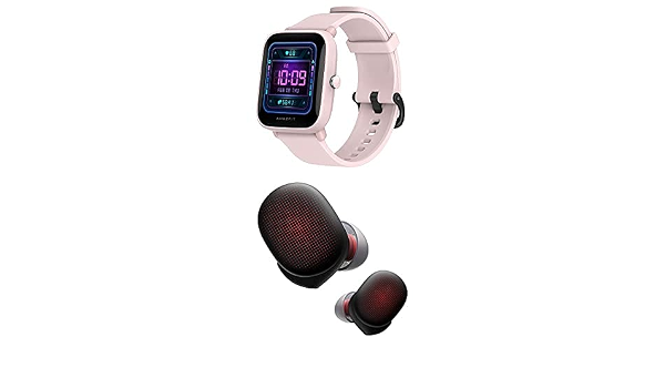 Amazfit Bip U Pro Fitness Smart Watch (Pink) + PowerBuds True Wireless  Earbuds (Black) Bundle, Heart Rate Monitor, Wi-Fi Bluetooth, Earbuds with  Noise Cancellation, Watch has 60+ Sport Modes : Electronics