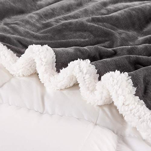 Homelike Moment Sherpa Fleece Throw Blanket for Couch Gray Plush Fuzzy