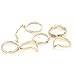 KeyZone Women Stylish Crystal Leaves V Shaped Above Knuckle Stacking Band Midi Rings (6pcs a set) Golden