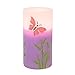 PRIMROSE Flameless LED Candle with Timer Battery Operated Real Wax Pillar Candles Embossed Purple Butterfly Pattern